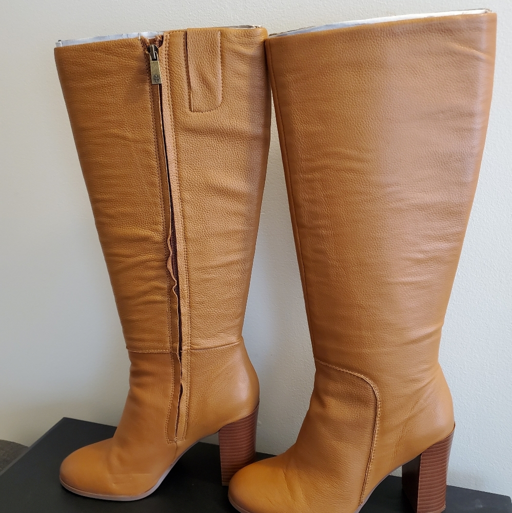 Kenneth Cole Justin Cognac Leather Boots Size 8